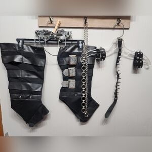 Halloween Cosplay Spike Collar Wrist Band‎ Eye Mask Punk C3